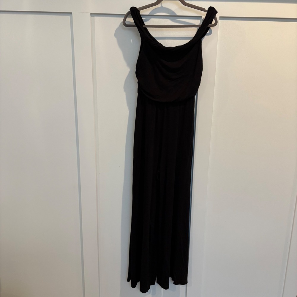 Free People FP Beach Kenna Black Off Shoulder Palazzo Jumpsuit Medium Resort - Picture 2 of 14